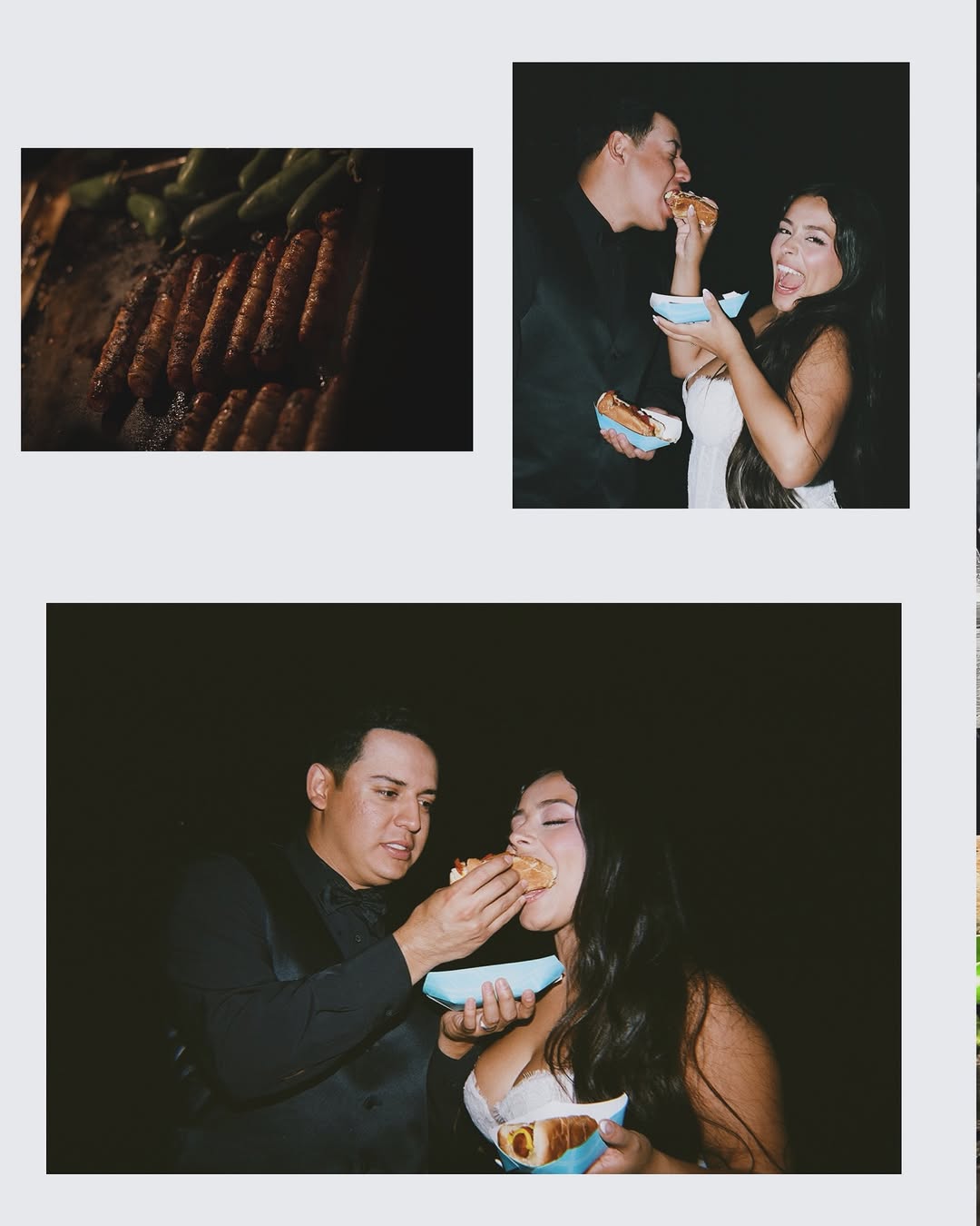 Wedding catering - couple enjoying hot dogs